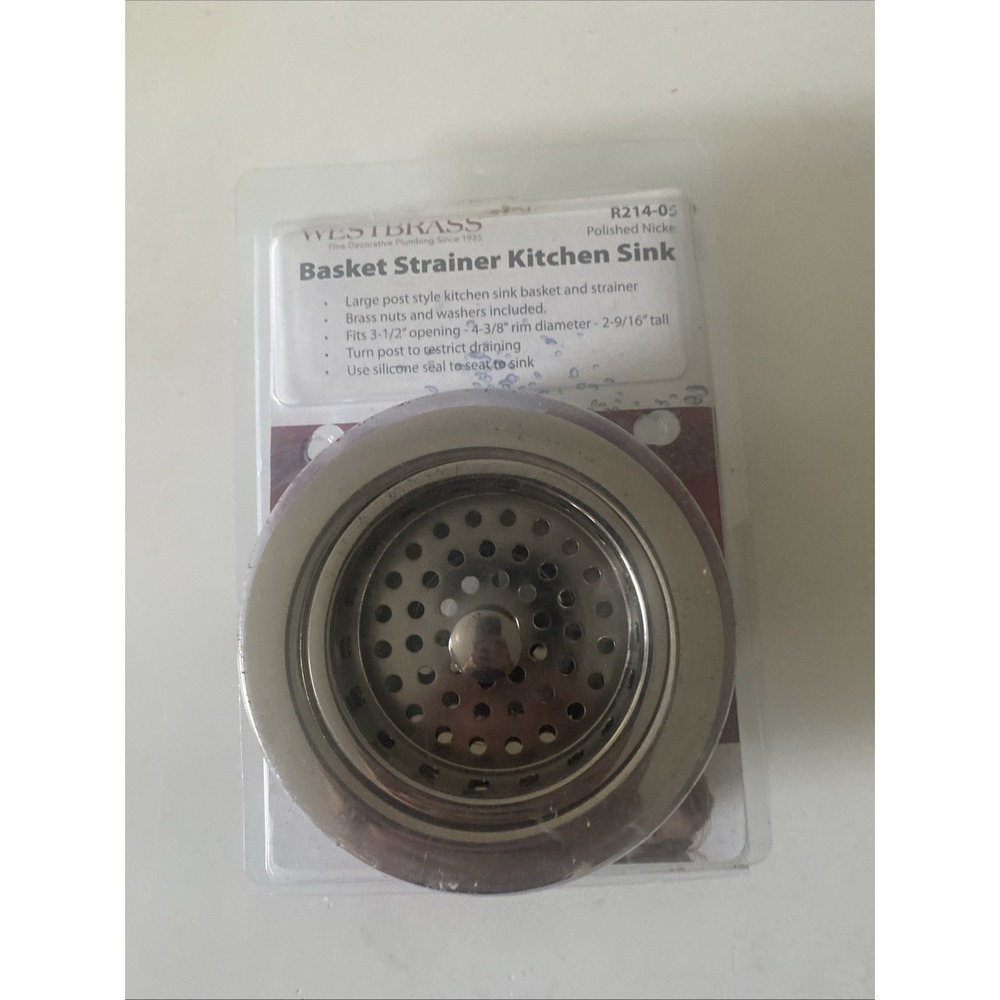 R214-05 3-1/2-Inch Large Post Style Kitchen Sink Basket Strainer, Polished Ni...